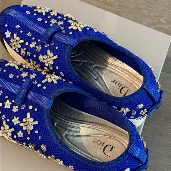 Dior Fusion Blue Crystal Embroidered Sneakers 37 - Picture 5 of 8